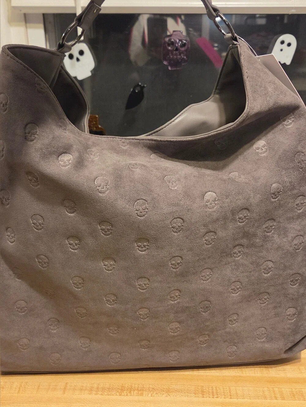 Betsey Johnson NWT Suede Skull Hobo Bag